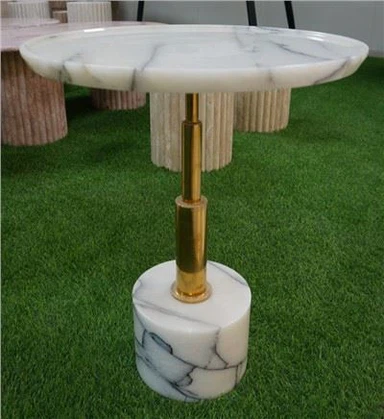 Apaļš sānu galds ar marmora pamatni